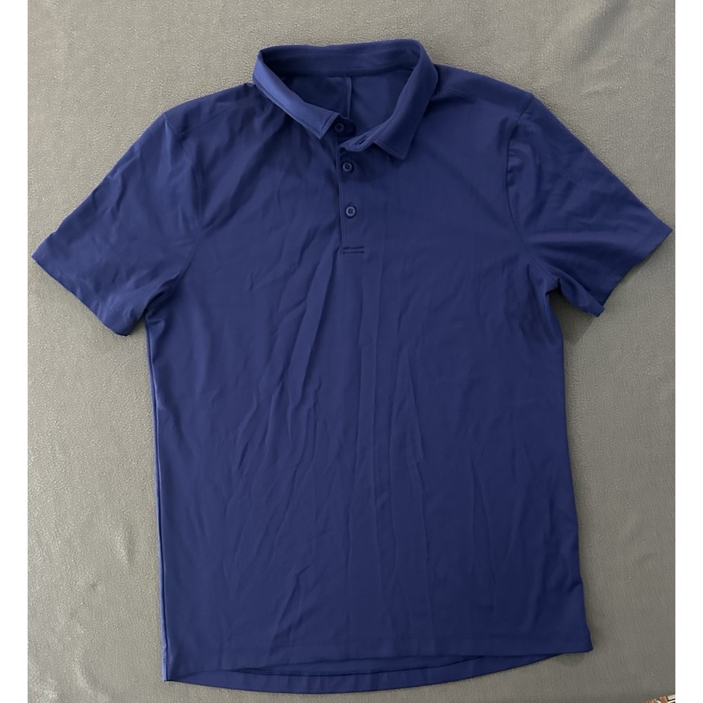 Lululemon Mens Golf Performance Stretch Navy Blue Polo Shirt Athleisure Size M